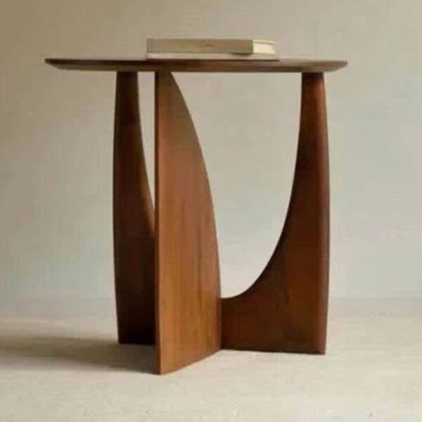 Minimalist Walnut Round Side Table