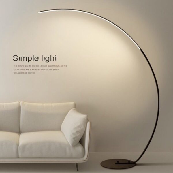 Arched Minimalist Curved linear LED Floor Lamp H 65”/D 33.5”with remote control